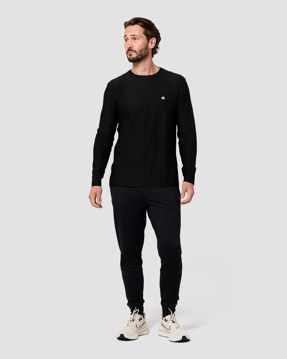 Long Sleeve Active Tee - Branded-Black-Regular-Full--Model---L