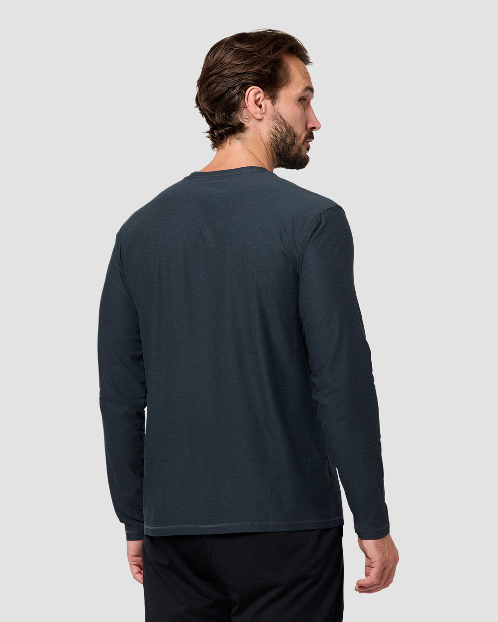 Long Sleeve Active Tee - Branded-Navy-Regular-Back--Model---L