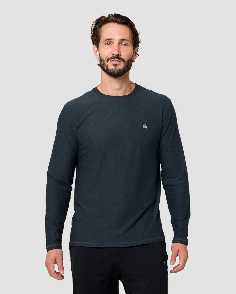 Long Sleeve Active Tee - Branded-Navy-Regular-Front--Model---L