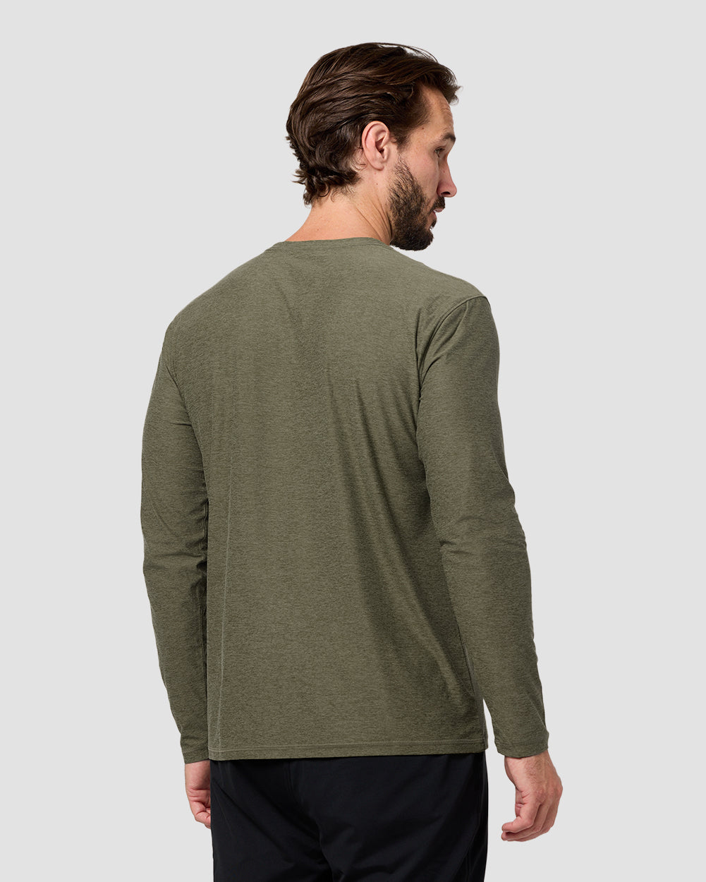 Long Sleeve Active Tee - Branded-Olive Green-Regular-Back--Model---L