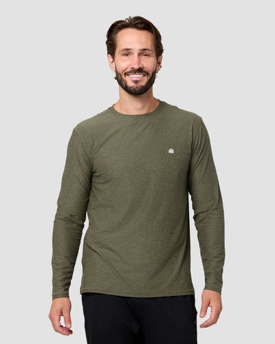 Long Sleeve Active Tee - Branded-Olive Green-Regular-Front--Model---L