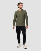 Long Sleeve Active Tee - Branded-Olive Green-Regular-Full--Model---L