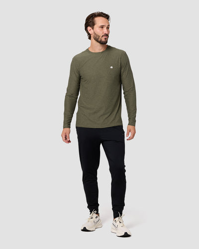 Long Sleeve Active Tee - Branded-Olive Green-Regular-Full--Model---L