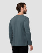Long Sleeve Henley Tee - Non-Branded-Indigo-Regular-Back--Model---L