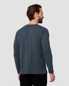 Long Sleeve Henley Tee - Non-Branded-Navy-Regular-Back--Model---L