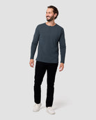 Long Sleeve Henley Tee - Non-Branded-Navy-Regular-Full--Model---L