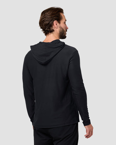 Long Sleeve Hooded Active Tee - Non-Branded-Black-Regular-Back--Model---L