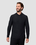 Long Sleeve Hooded Active Tee - Non-Branded-Black-Regular-Front--Model---L