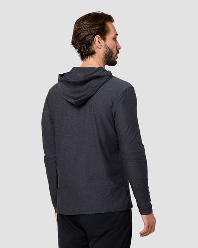 Long Sleeve Hooded Active Tee - Non-Branded-Charcoal-Regular-Back--Model---L