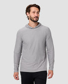 Long Sleeve Hooded Active Tee - Non-Branded-Grey-Regular-Front--Model---L