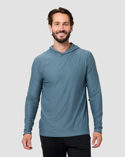 Long Sleeve Hooded Active Tee - Non-Branded-Indigo-Regular-Front--Model---L