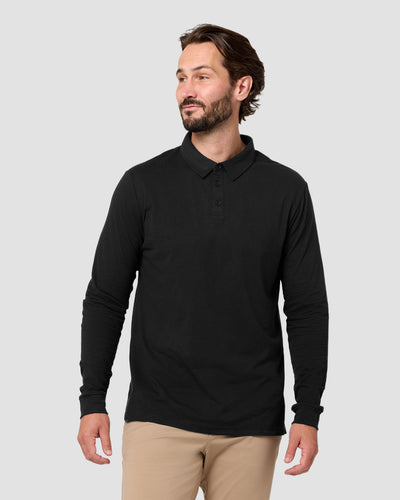 Long Sleeve Polo - Non-Branded-Black-Reg-Regular-Front--Model---L