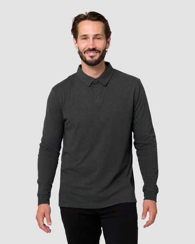 Long Sleeve Polo - Non-Branded-Charcoal-Reg-Regular-Front--Model---L