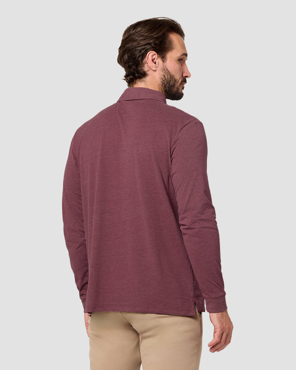 Long Sleeve Polo - Non-Branded-Maroon-Reg-Regular-Back--Model---L