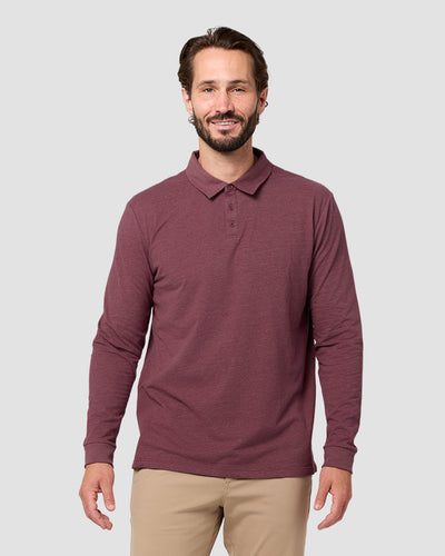 Long Sleeve Polo - Non-Branded-Maroon-Reg-Regular-Front--Model---L