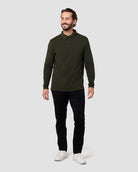 Long Sleeve Polo - Non-Branded-Midnight Olive-Reg-Regular-Full--Model---L