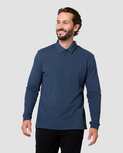 Long Sleeve Polo - Non-Branded-Navy-Reg-Regular-Front--Model---L