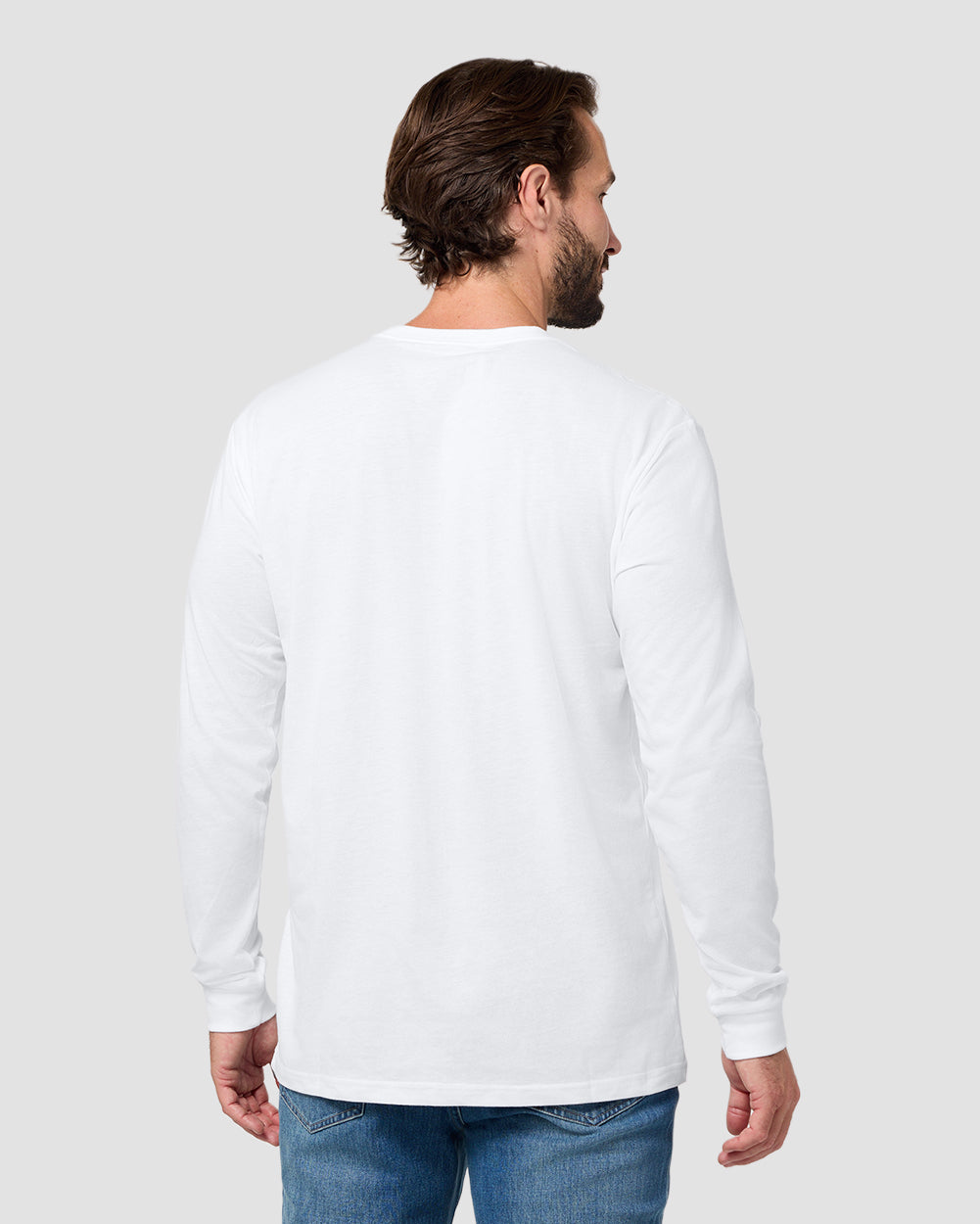 Long Sleeve Tee - Non-Branded-White-Reg-Regular-Back--Model---L