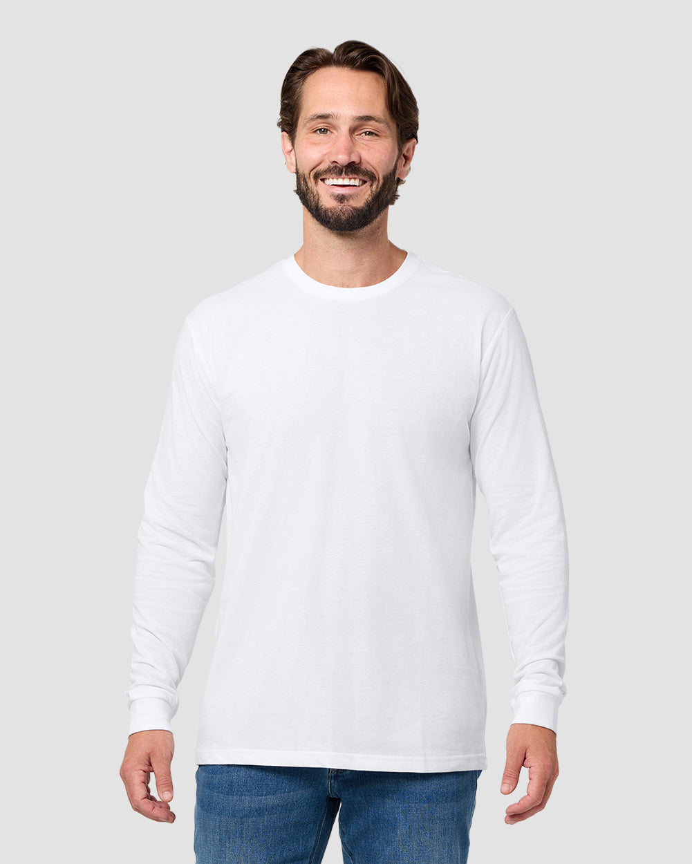 Long Sleeve Tee - Non-Branded-White-Reg-Regular-Front--Model---L