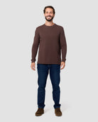 Long Sleeve Waffle Knit Crew - Non-Branded-Brown-Reg-Regular-Full--Model---L