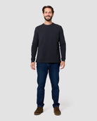 Long Sleeve Waffle Knit Crew - Non-Branded-Charcoal-Reg-Regular-Full--Model---L