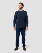 Long Sleeve Waffle Knit Crew - Non-Branded-Navy-Reg-Regular-Full--Model---L