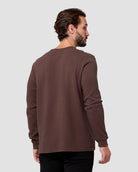 Long Sleeve Waffle Knit Henley-Brown-Regular-Back--Model---L