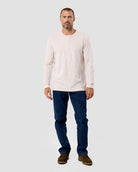 Long Sleeve Waffle Knit Henley-Beige-Back--Model---M-Regular