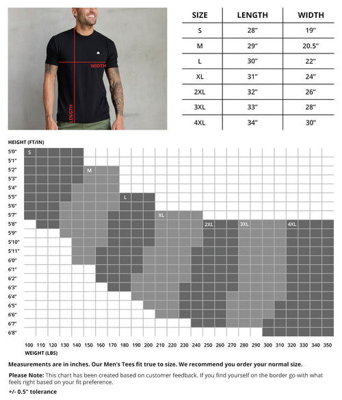 Men's Tee Size Chart (Graphic Tees)