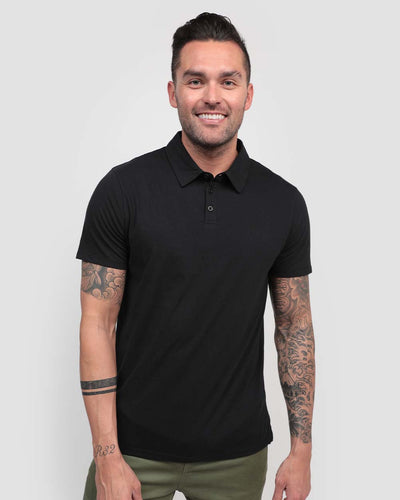 Polo - Tall - Non-Branded-Black-Regular-Front--Model---L