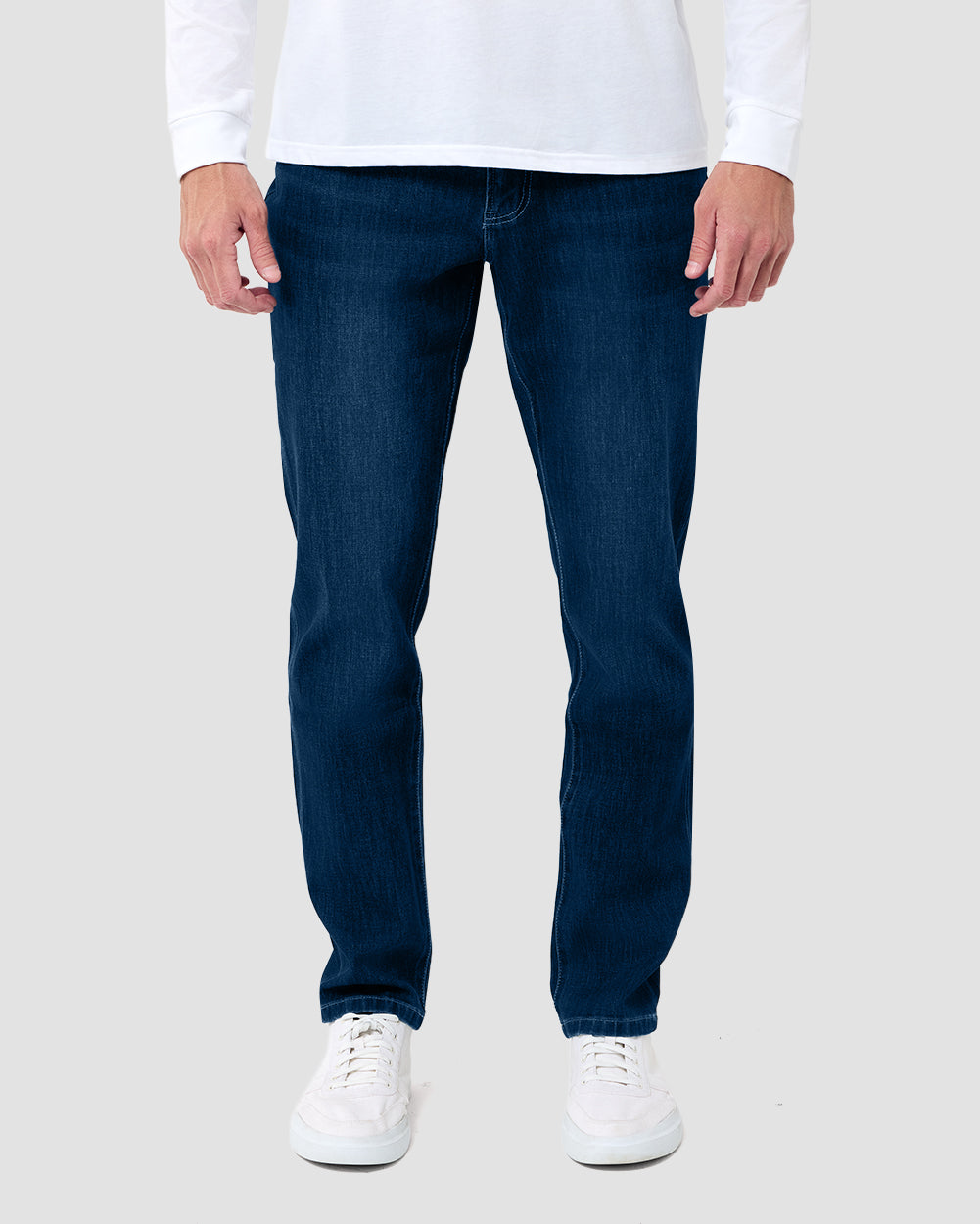 Legacy Stretch Denim Jeans-Dark Indigo-32"-Regular-Front--Model---32
