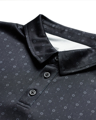 Performance Polo - Non-Branded-Black Dots-Reg-Regular-Detail--Model---L