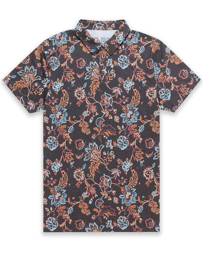 Pursuit Performance Polo-Black Floral-Reg-Regular-Mock--Model---L