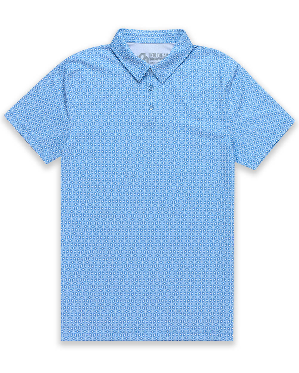 Pursuit Performance Polo-Columbia Blue Cubes-Reg-Regular-Mock--Model---L