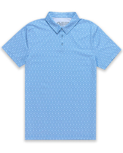 Pursuit Performance Polo-Columbia Blue Cubes-Reg-Regular-Mock--Model---L
