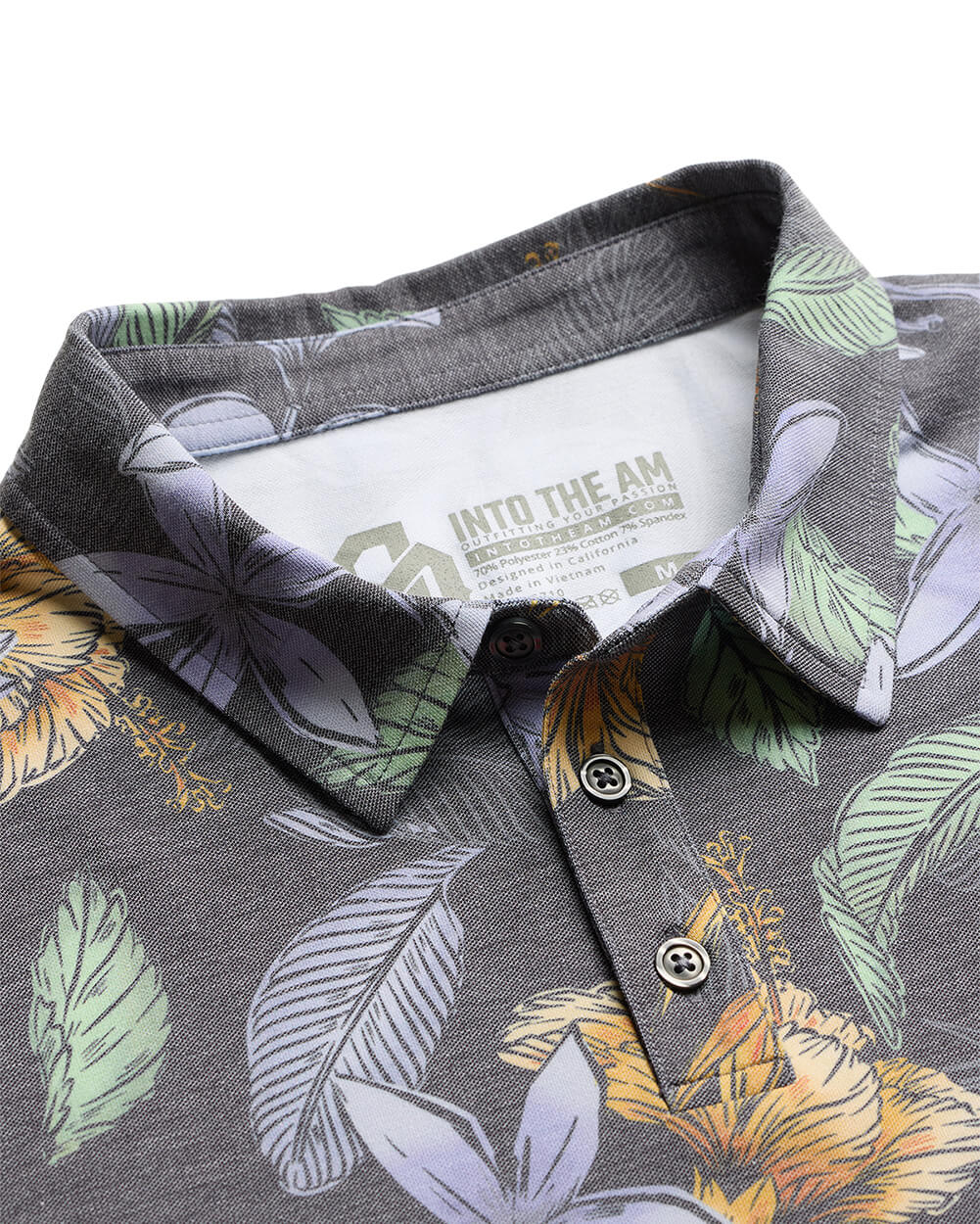 Pursuit Performance Polo-Coastal Flowers-Reg-Regular-Detail--Model---L