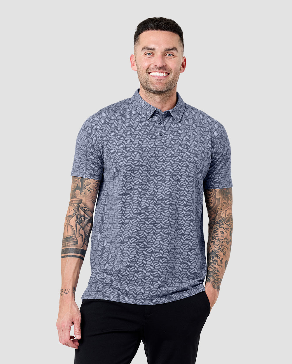 Pursuit Performance Polo-Cube Illusions-Reg-Regular-Front--Model---L
