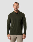 Long Sleeve Polo - Non-Branded-Midnight Olive-Reg-Regular-Front--Zac---L