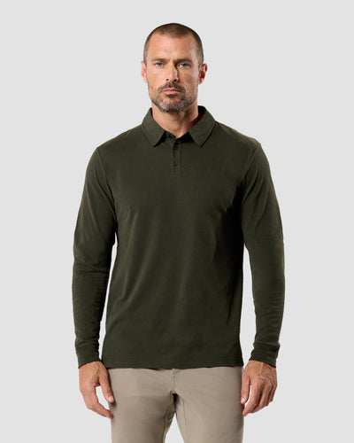 Long Sleeve Polo - Non-Branded-Midnight Olive-Reg-Regular-Front--Zac---L