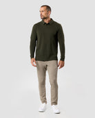 Long Sleeve Polo - Non-Branded-Midnight Olive-Reg-Regular-Full--Zac---L