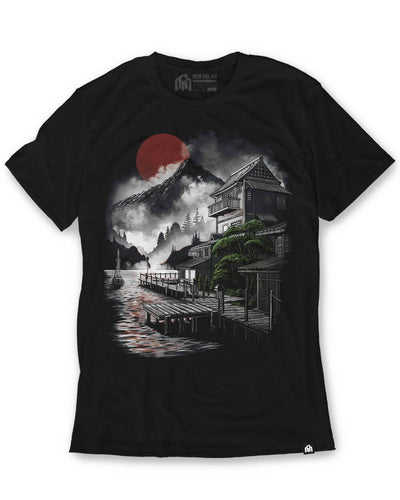 Misty Bay Tee-Black-Regular-Mock--Model---L