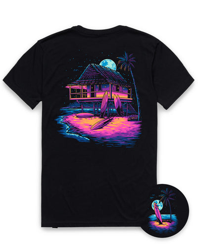 Moonlit Bungalow Tee-Black-Regular-Mock--Model---L