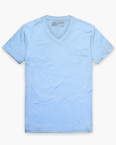 V-Neck Tee - Non-Branded-Heather Columbia Blue-Reg-Regular-Mock--Model---L