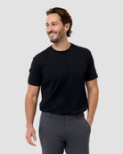 Pima Cotton Tee-Black-Regular-Front2--Model---L