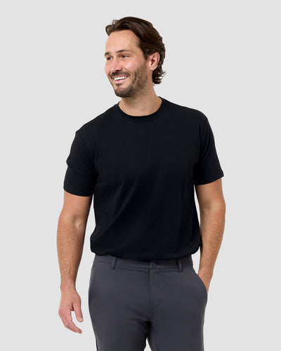 Pima Cotton Tee-Black-Regular-Front2--Model---L