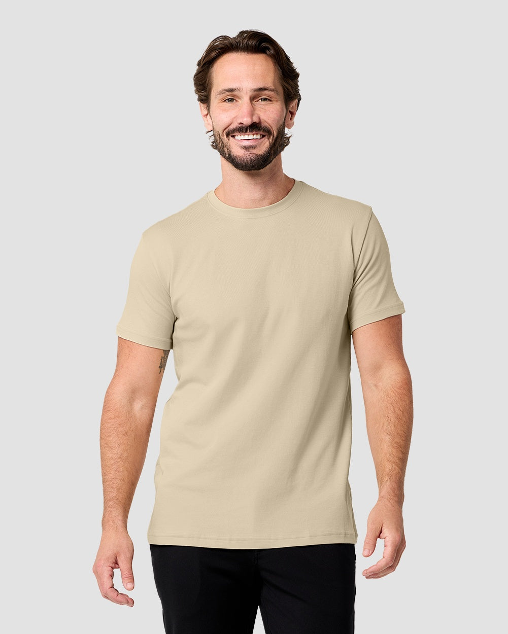 Pima Cotton Tee-Cream-Regular-Front--Model---L