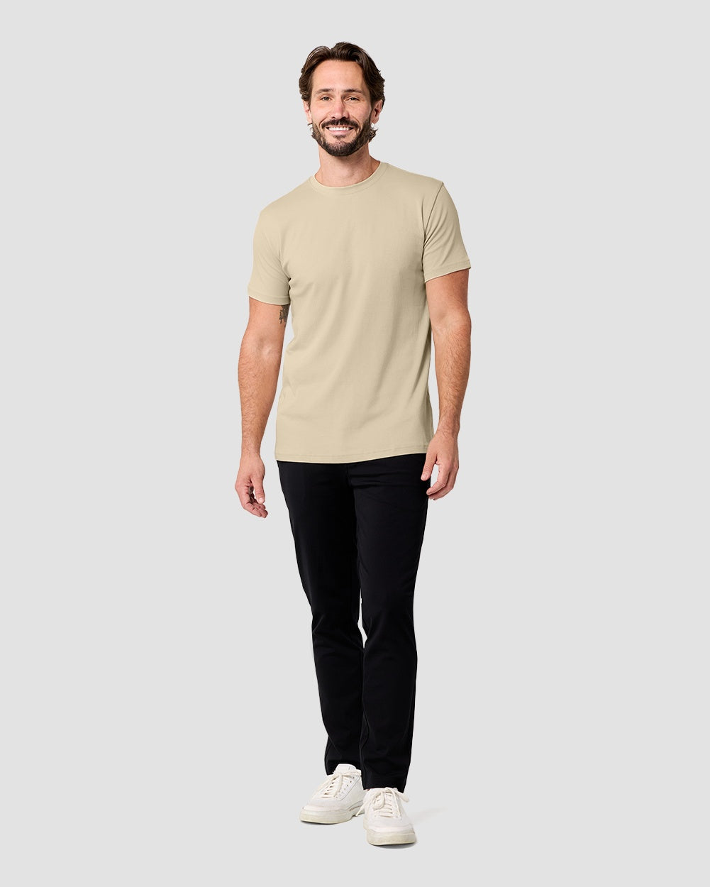 Pima Cotton Tee-Cream-Regular-Full--Model---L