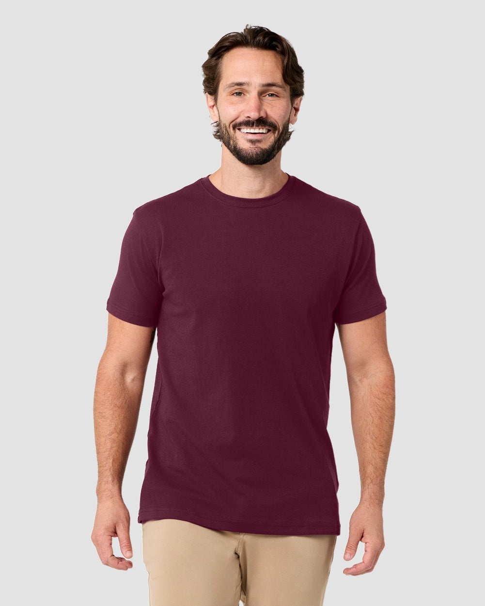 Pima Cotton Tee-Dark Maroon-Regular-Front--Model---L