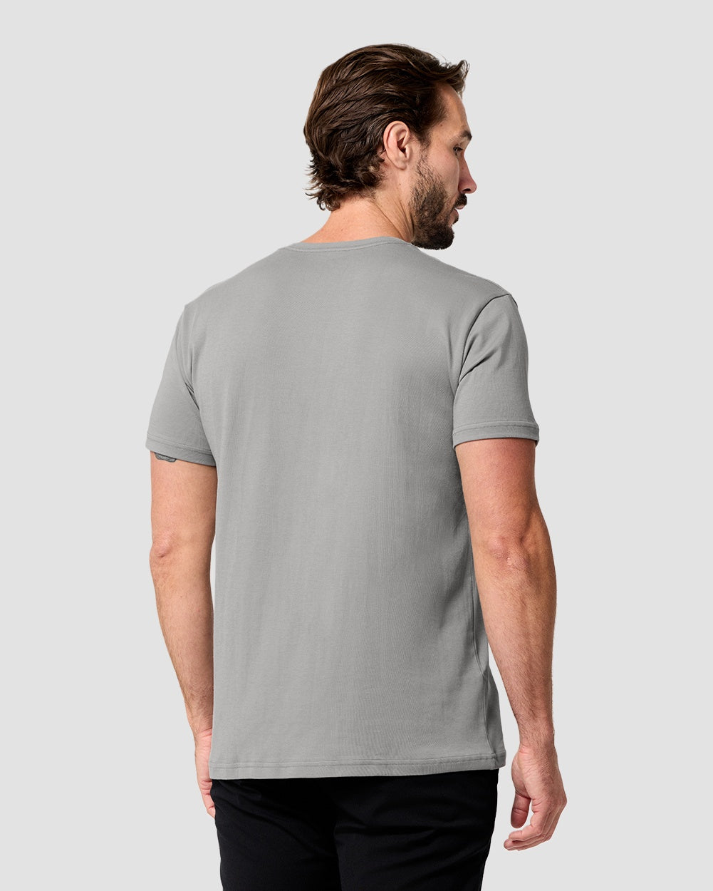 Pima Cotton Tee-Grey-Regular-Back--Model---L
