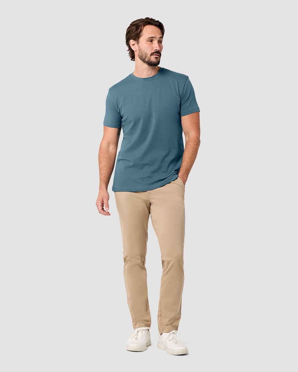Pima Cotton Tee-Indigo-Regular-Full--Model---L